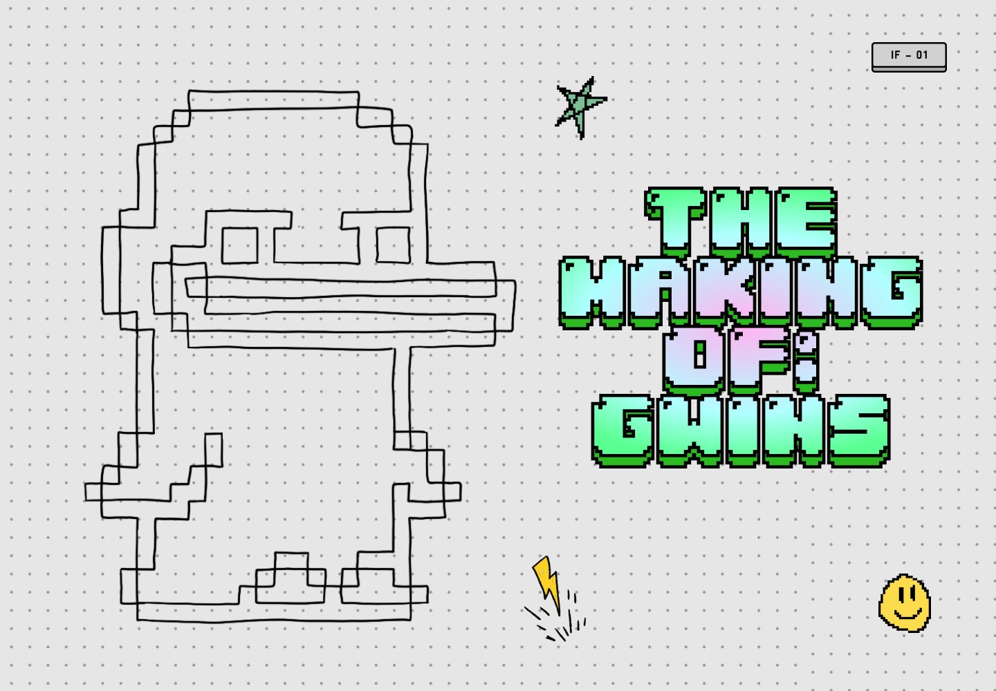 The Making Of: Gwins title card with hand-drawn penguin sketch